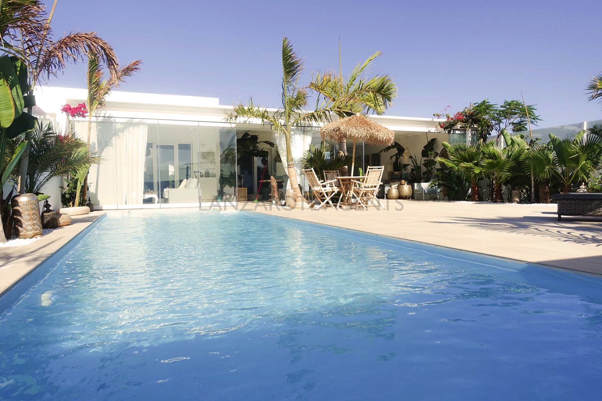Luxury Tropical Garden Modern Villa for sale in Lanzarote With Massive Private Heated Pool in Playa Blanca