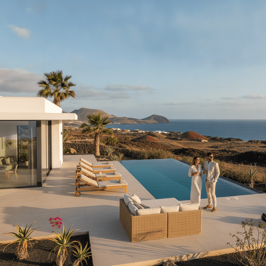 Modern interior design of a luxury holiday villa to rent in Lanzarote