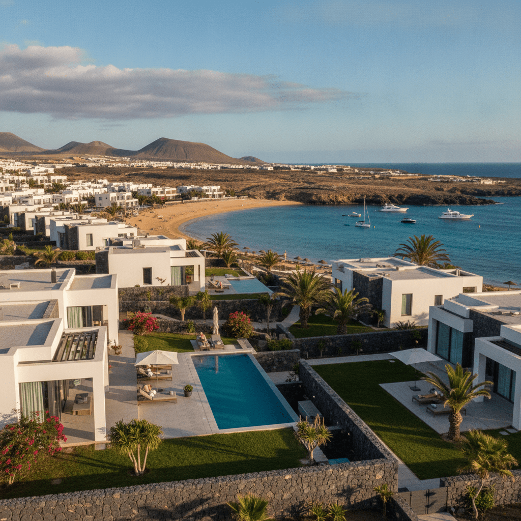 Spacious interior of holiday homes in Playa Blanca with a family relaxing